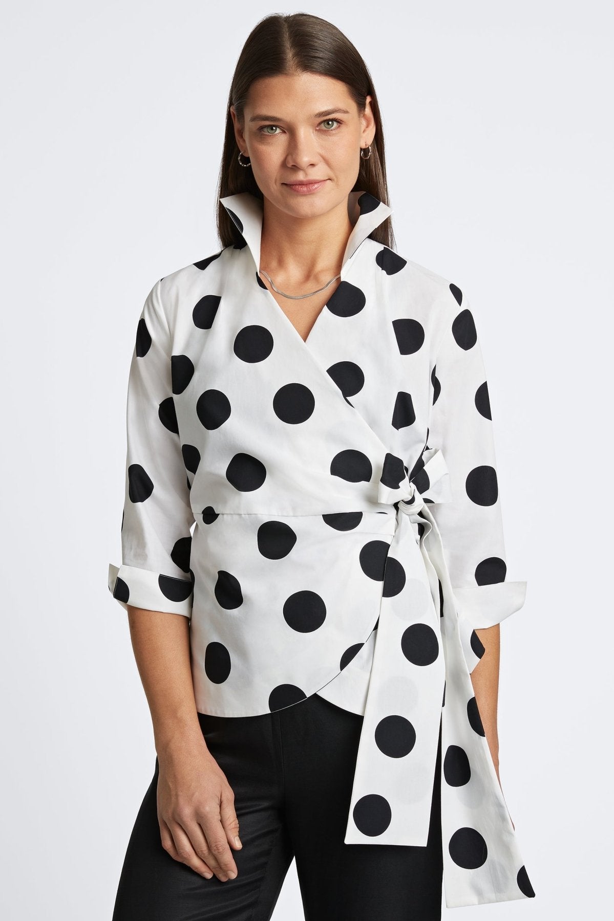 Salina Black & White Dot 3/4 Sleeve Shirt