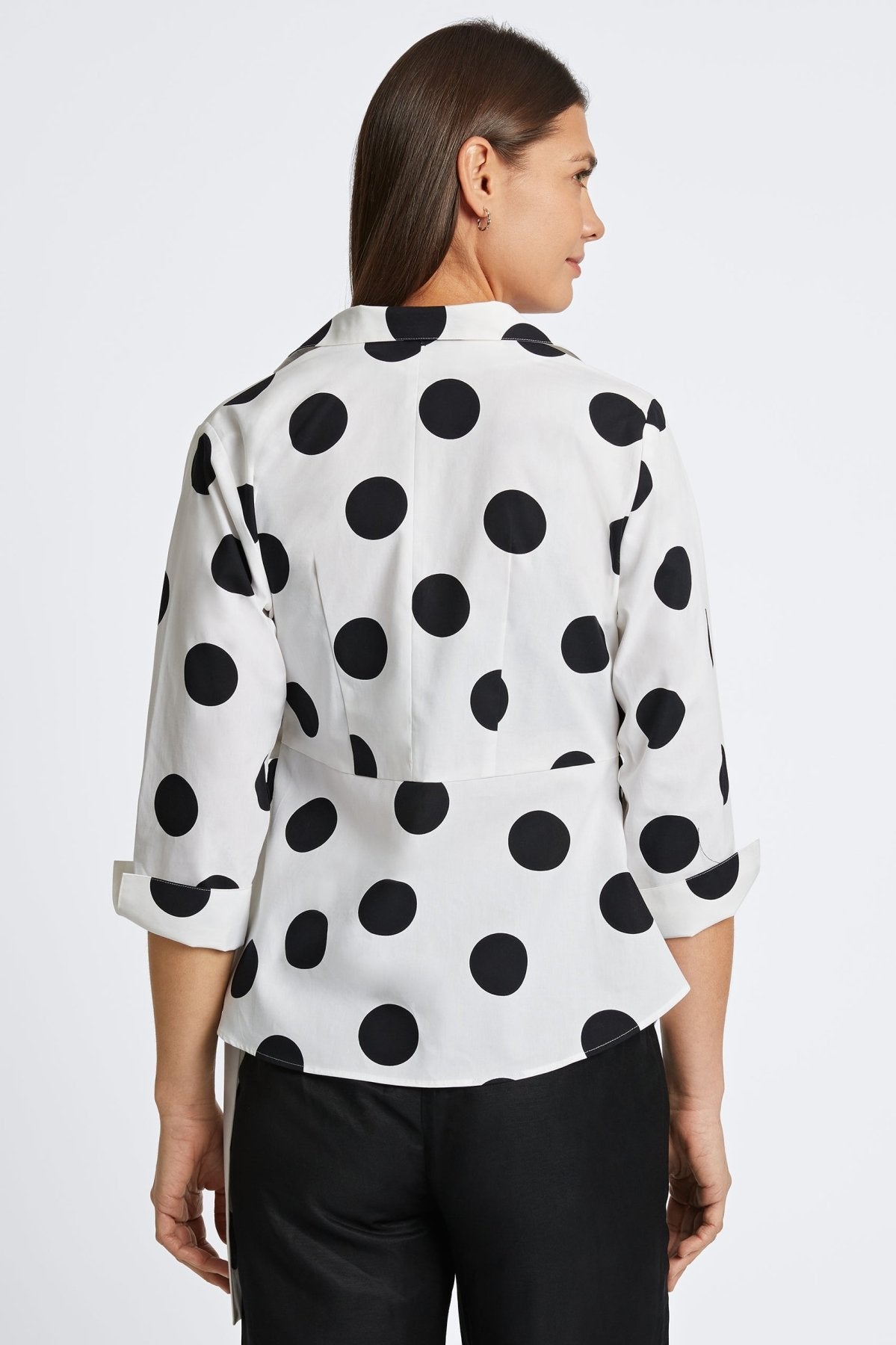 Salina Black & White Dot 3/4 Sleeve Shirt