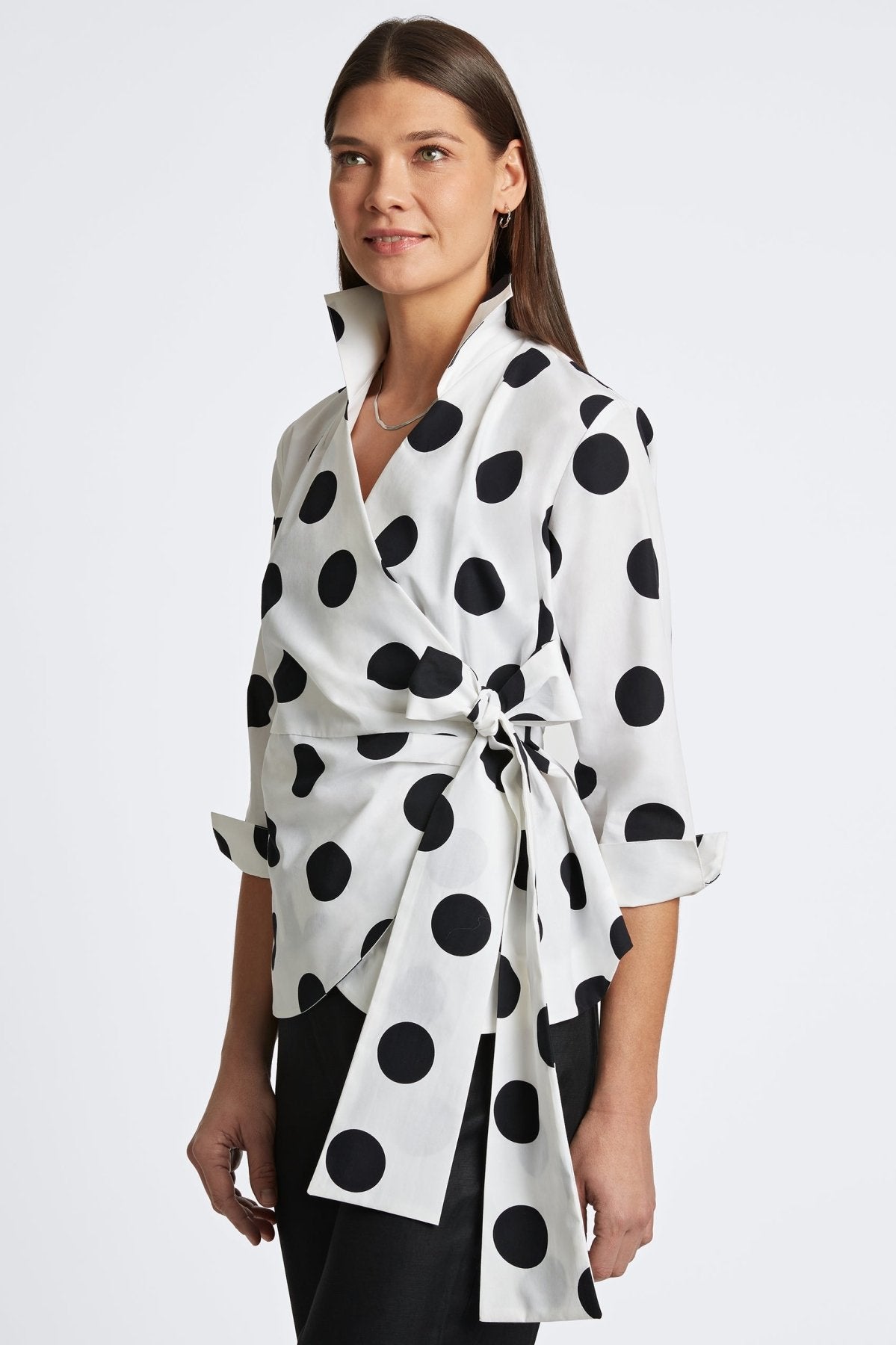 Salina No Iron Black White Dot Shirt Foxcroft