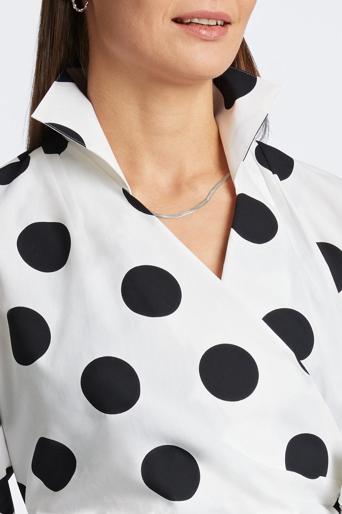 Salina Black & White Dot 3/4 Sleeve Shirt