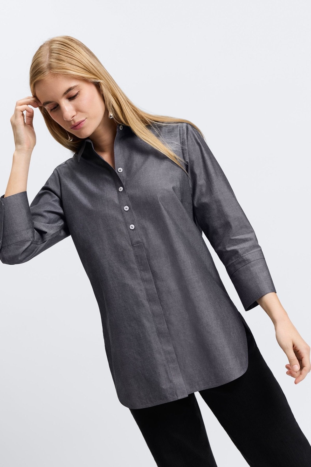 Madison No Iron Pinpoint 3/4 Sleeve Tunic