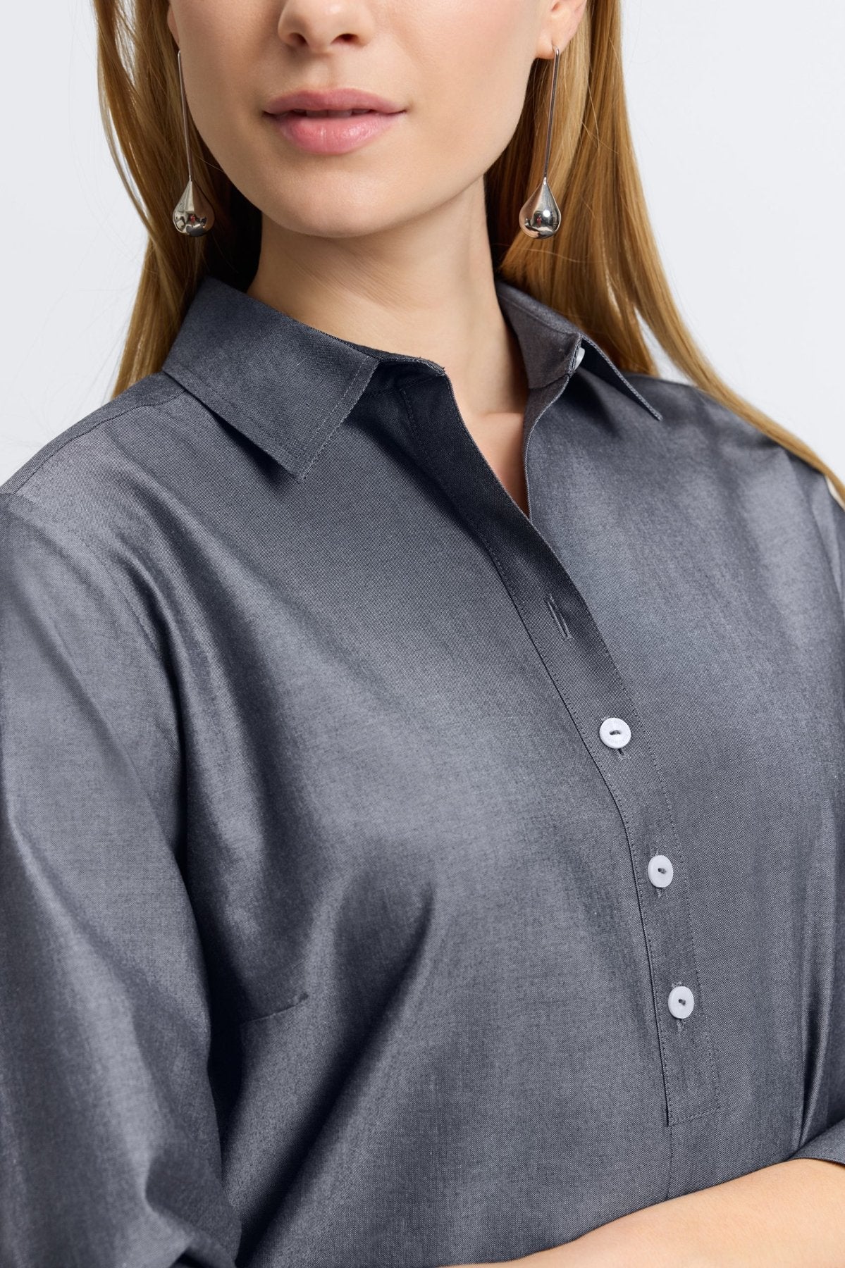 Madison No Iron Pinpoint 3/4 Sleeve Tunic