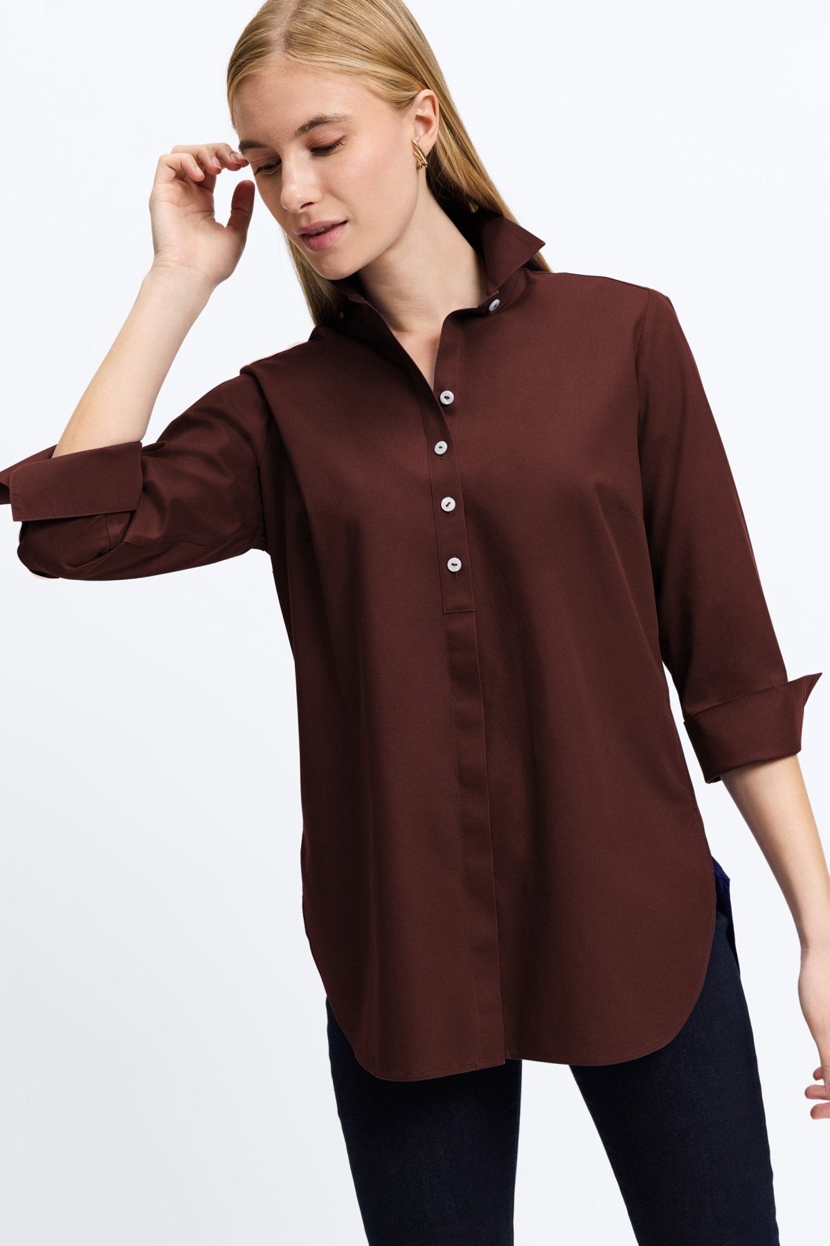 Madison No Iron Pinpoint 3/4 Sleeve Tunic