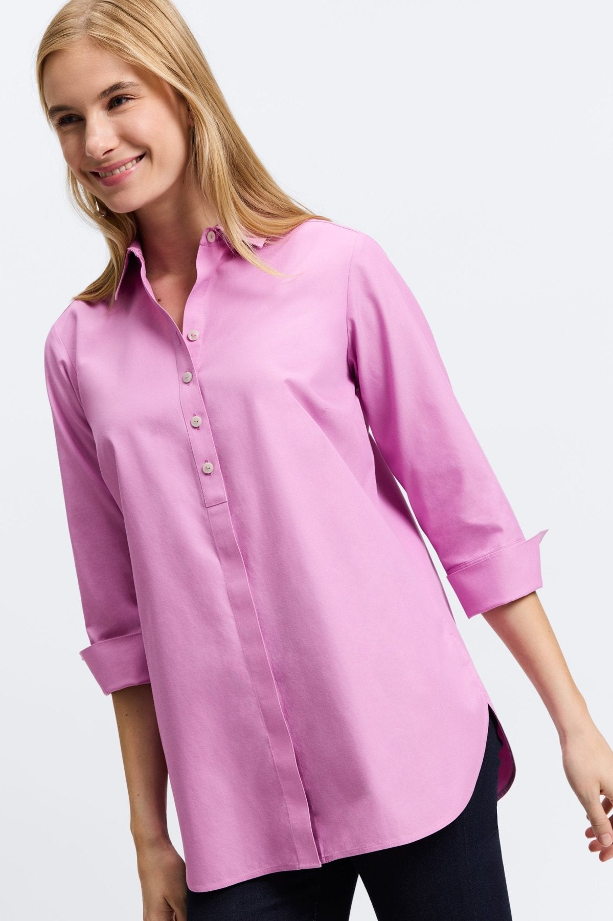 Madison No Iron Pinpoint 3/4 Sleeve Tunic