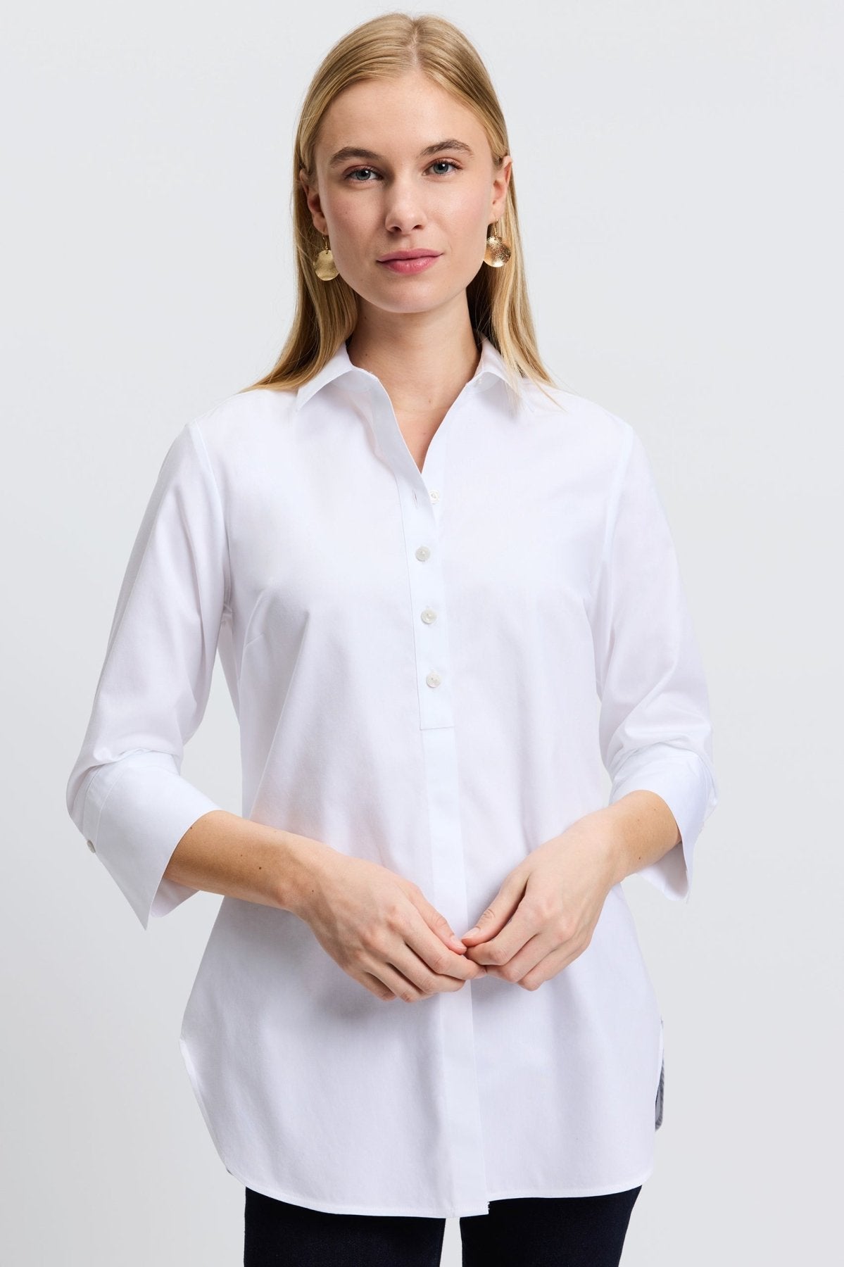 Madison No Iron Pinpoint 3/4 Sleeve Tunic
