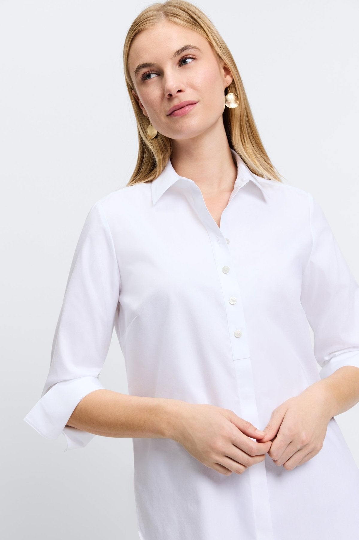 Madison No Iron Pinpoint 3/4 Sleeve Tunic
