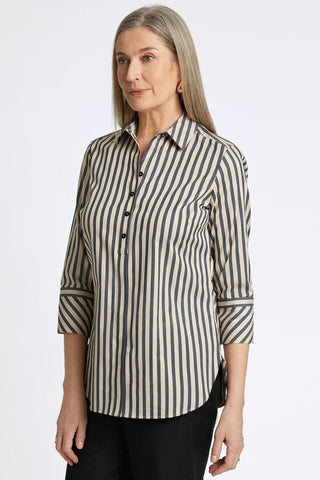 Madison No Iron Stretch Stripe 3/4 Sleeve Tunic