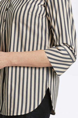 Madison No Iron Stretch Stripe 3/4 Sleeve Tunic