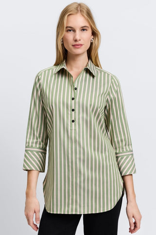 Madison No Iron Stretch Stripe 3/4 Sleeve Tunic