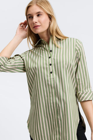 Madison No Iron Stretch Stripe 3/4 Sleeve Tunic