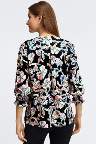 Alicia Night Blossoms 3/4 Sleeve Popover Shirt