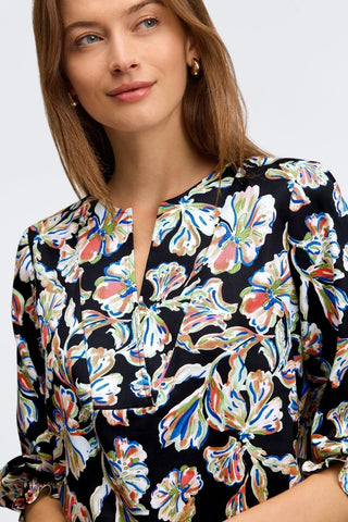 Alicia Night Blossoms 3/4 Sleeve Popover Shirt