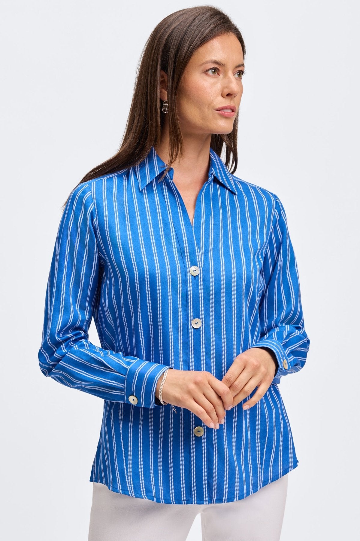 Paityn Rope Stripe Long Sleeve Shirt- Foxcroft