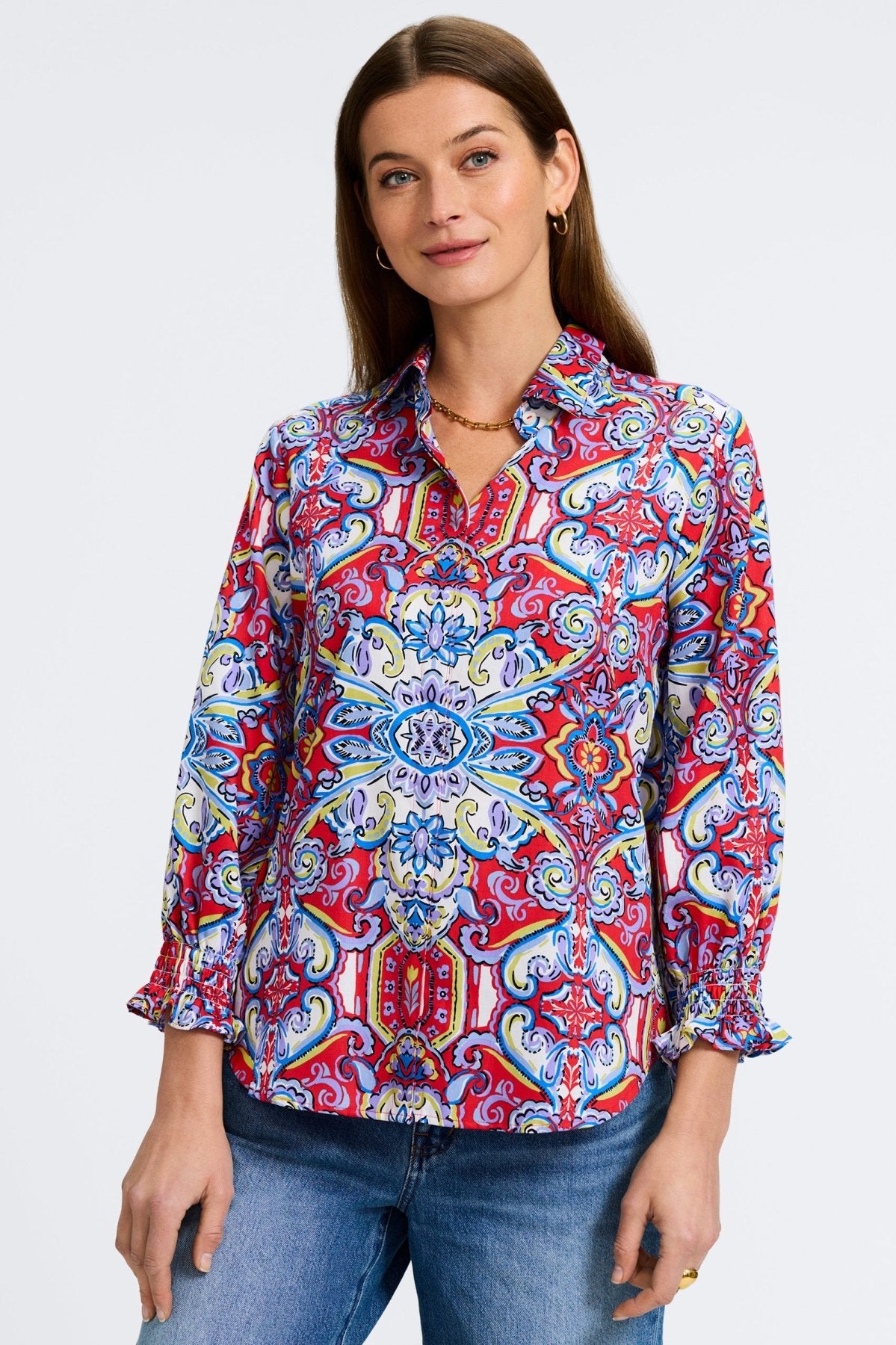Olivia Mediterranean Tiles 3/4 Sleeve Shirt