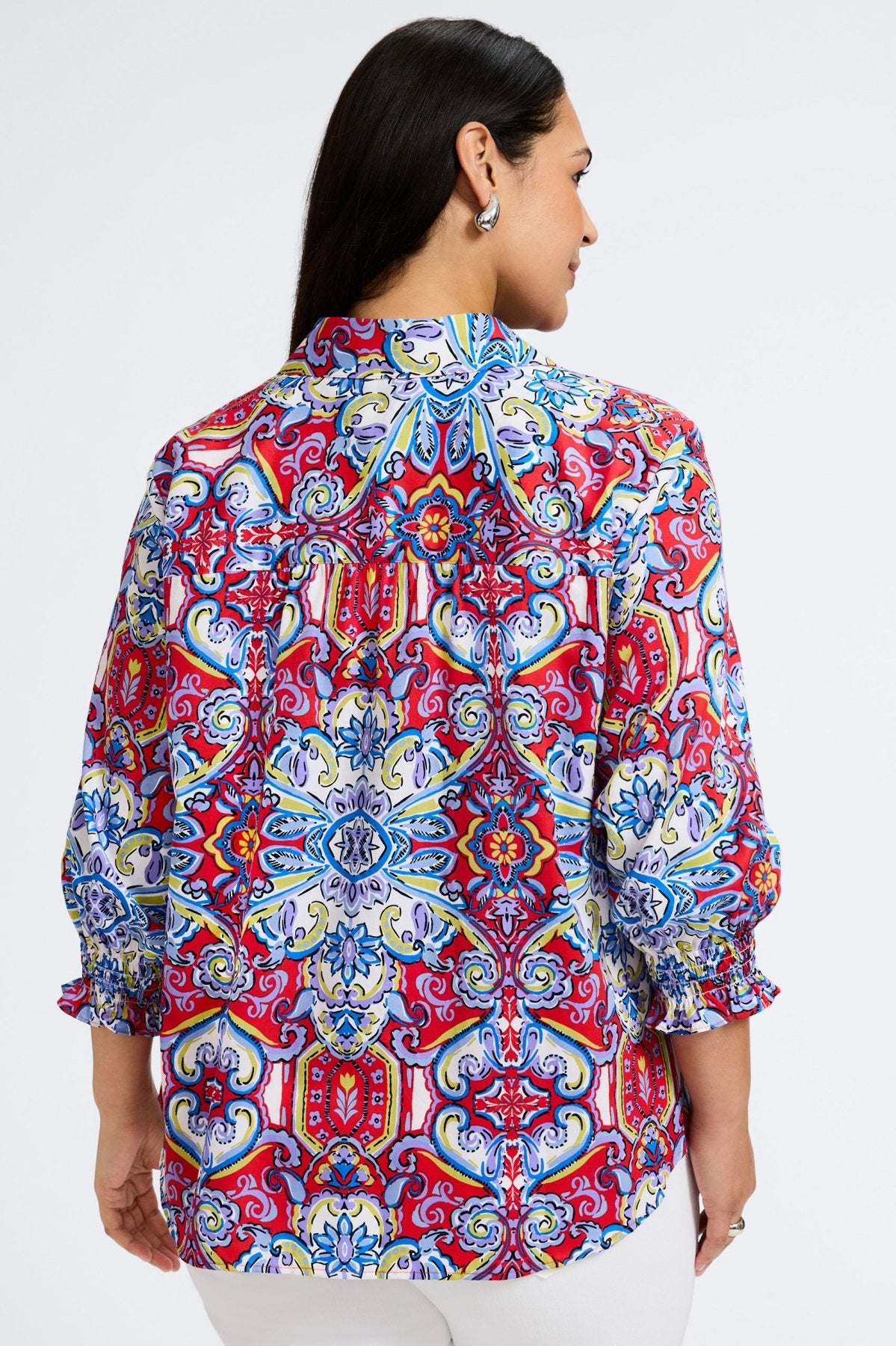 Olivia Plus Mediterranean Tiles 3/4 Sleeve Shirt