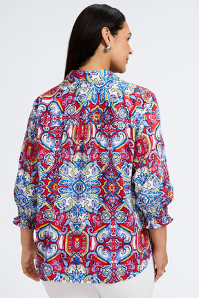 Olivia Plus Mediterranean Tiles 3/4 Sleeve Shirt