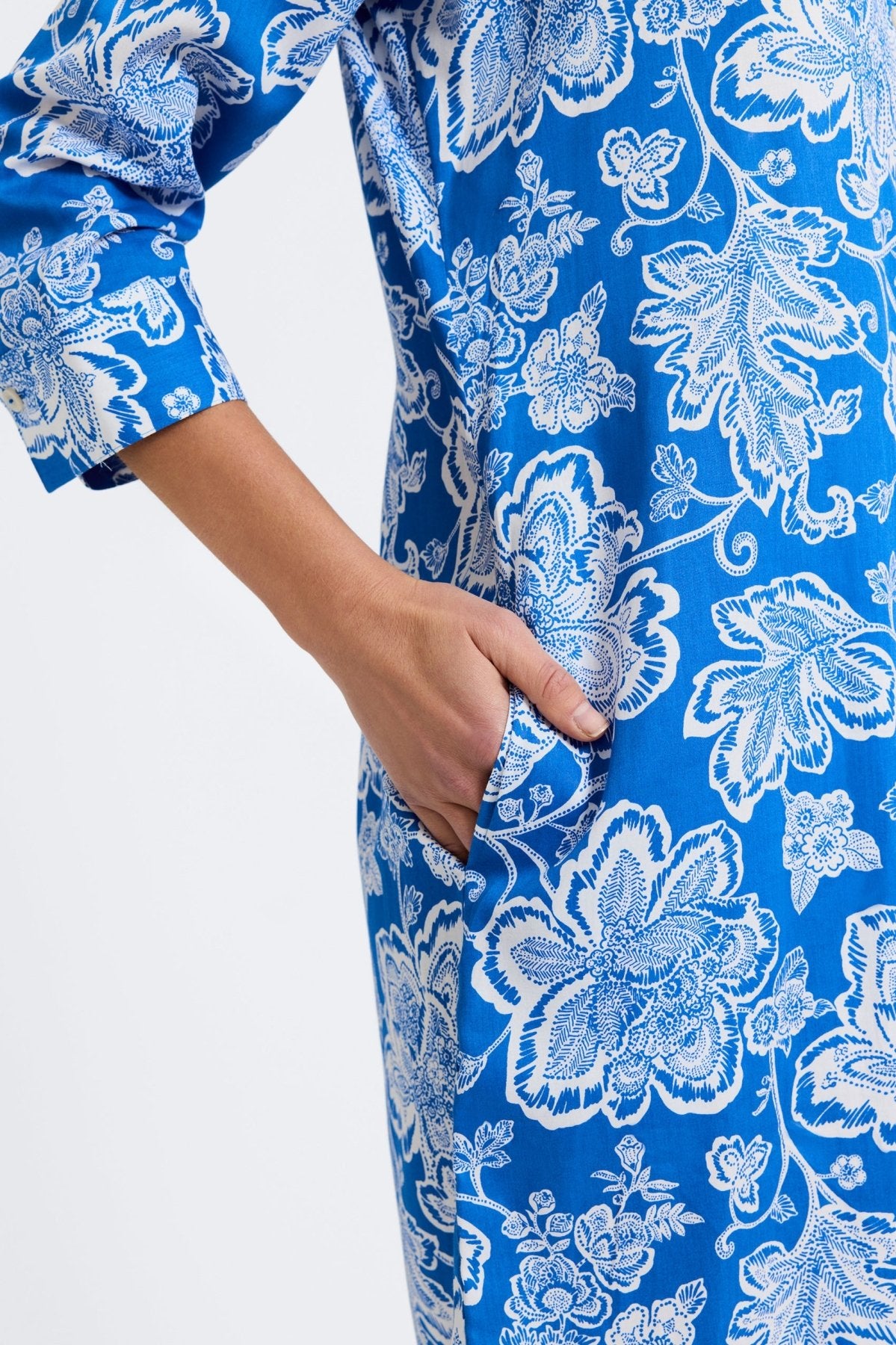 Rocca Woodblock Floral 3/4 Sleeve Dress