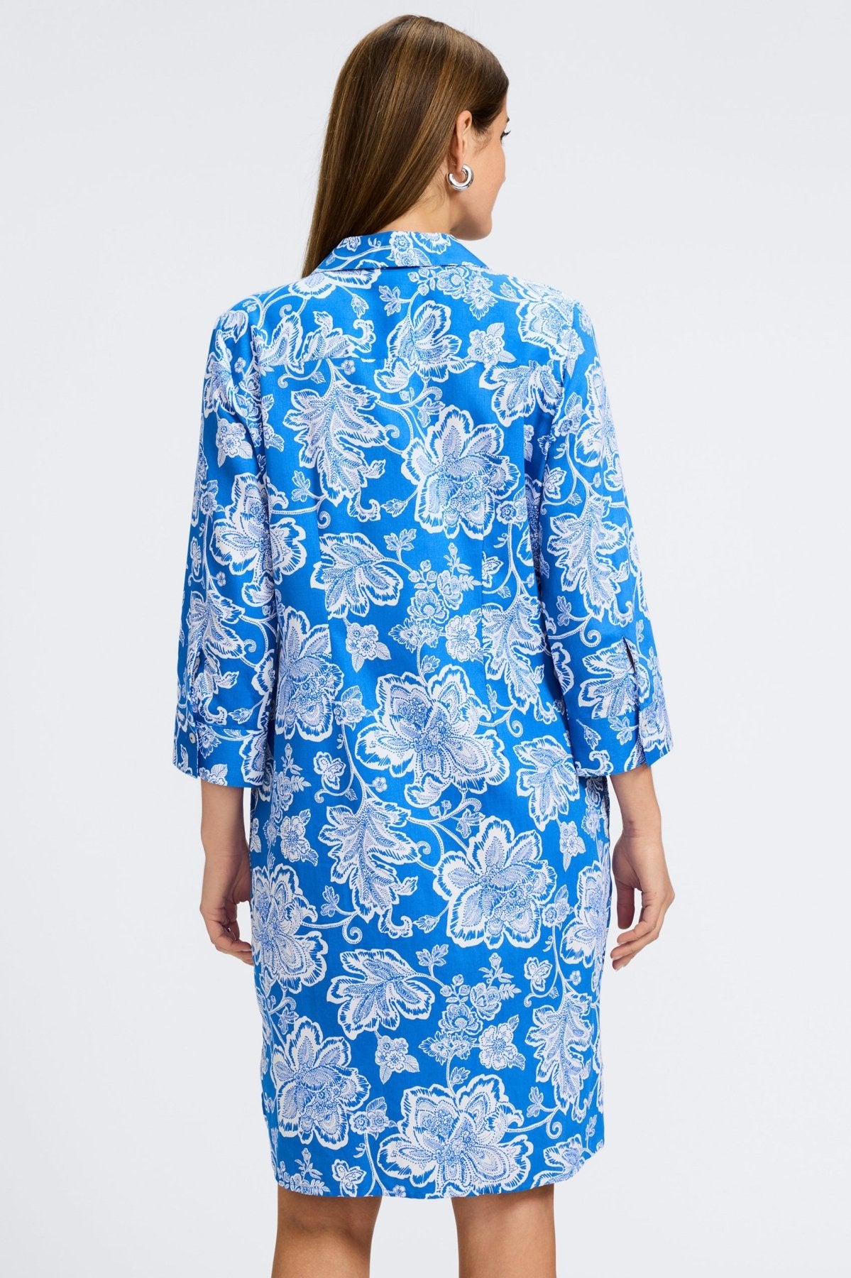 Rocca Woodblock Floral 3/4 Sleeve Dress