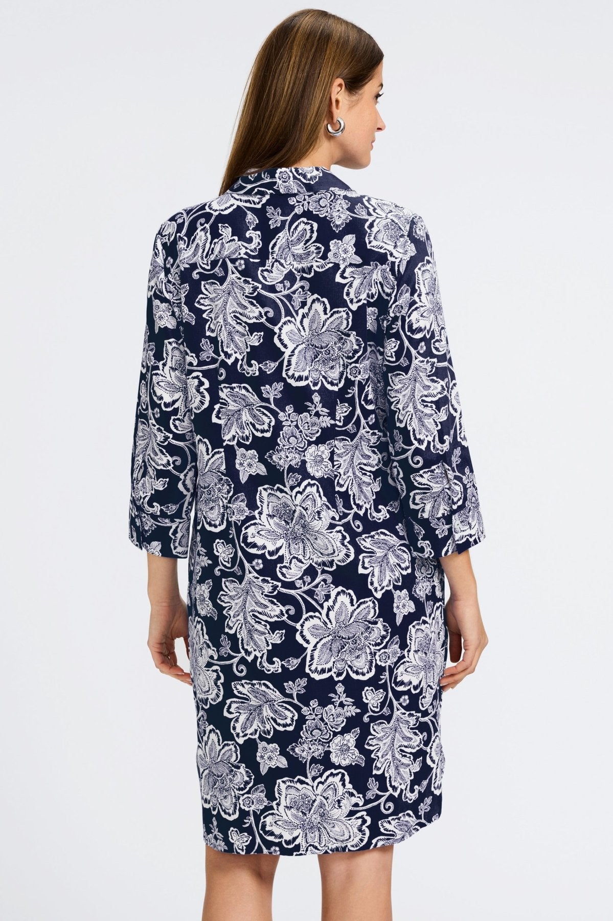 Rocca Woodblock Floral 3/4 Sleeve Dress