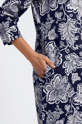 Rocca Woodblock Floral 3/4 Sleeve Dress