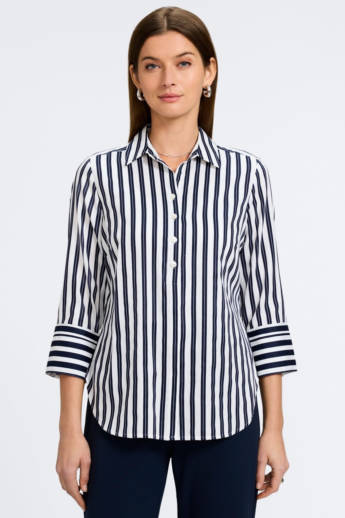 Madison Double Stripe 3/4 Sleeve Shirt