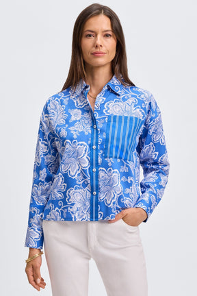 Marina Woodblock Floral Long Sleeve Shirt