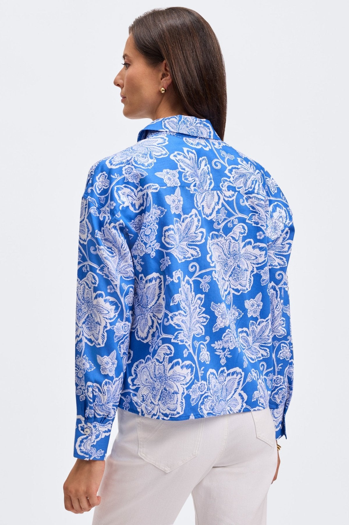 Marina Woodblock Floral Long Sleeve Shirt