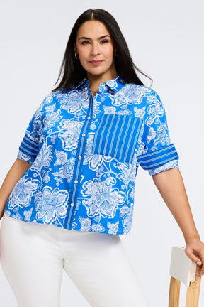 Marina Plus Woodblock Floral Long Sleeve Shirt