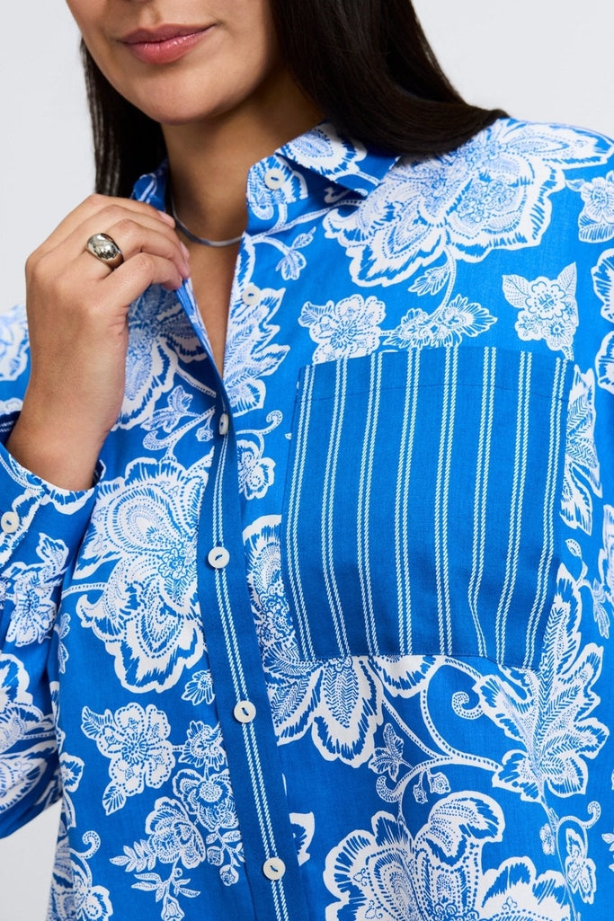 #color_cobalt blue/white woodblock floral