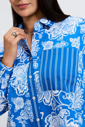 Marina Plus Woodblock Floral Long Sleeve Shirt