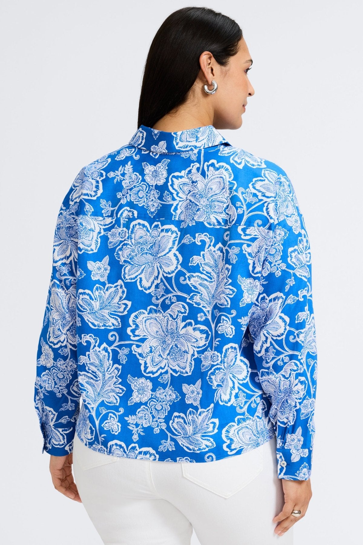 Marina Plus Woodblock Floral Long Sleeve Shirt