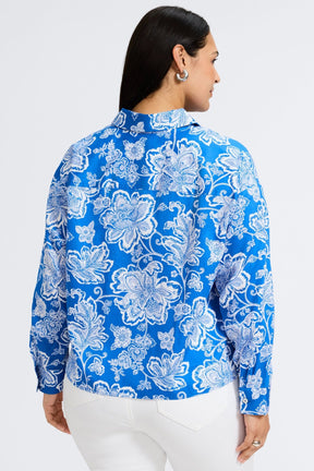 Marina Plus Woodblock Floral Long Sleeve Shirt