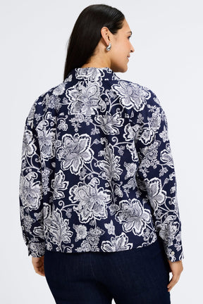 Marina Plus Woodblock Floral Long Sleeve Shirt