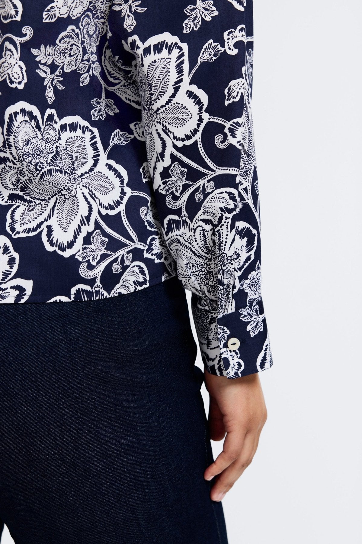 Marina Plus Woodblock Floral Long Sleeve Shirt