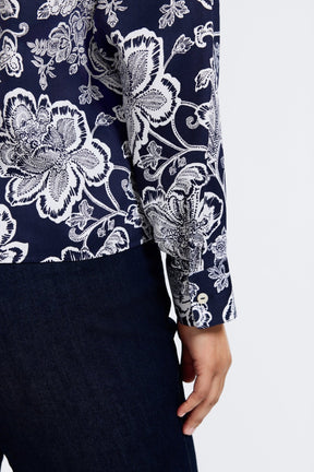 Marina Plus Woodblock Floral Long Sleeve Shirt