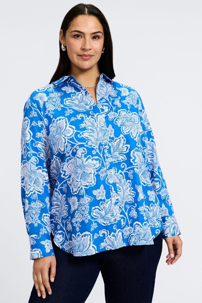 #color_cobalt blue/white woodblock floral