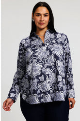 #color_navy/white woodblock floral