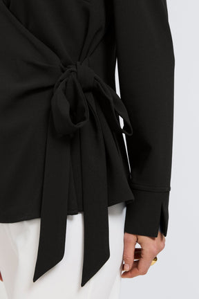Rosie Knit Crepe Wrap Long Sleeve Shirt