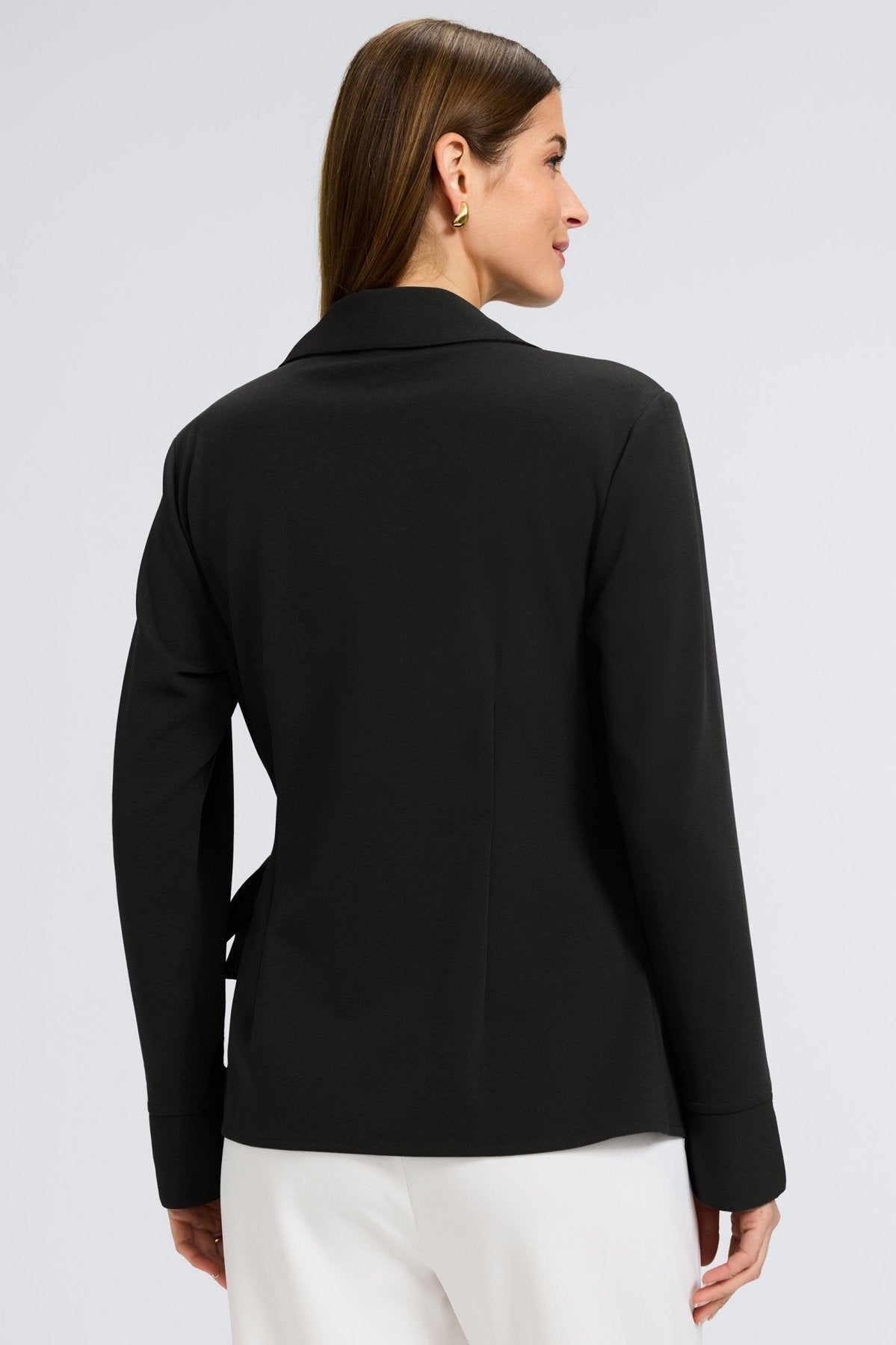 Rosie Knit Crepe Wrap Long Sleeve Shirt