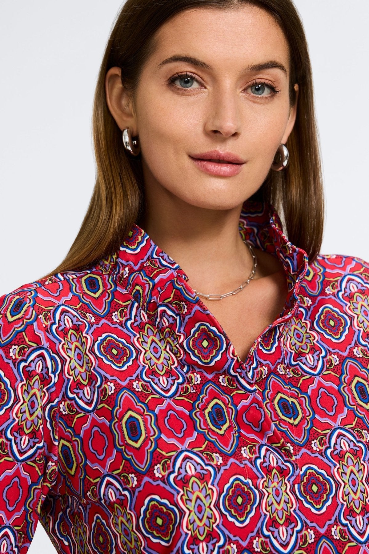 Tammy Geometric Tile Knit Crepe 3/4 Sleeve Dress