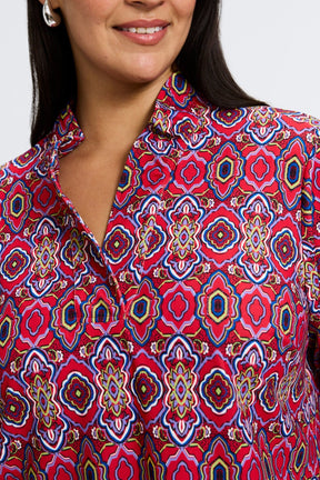 Tammy Plus Geometric Tile Knit Crepe 3/4 Sleeve Dress