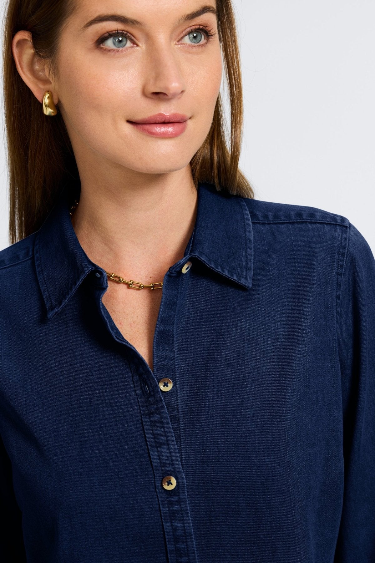 トップス Cotton Tencel Denim Long-sleeve Shirt Hampton Tencel® Denim Long Sleeve Shirt