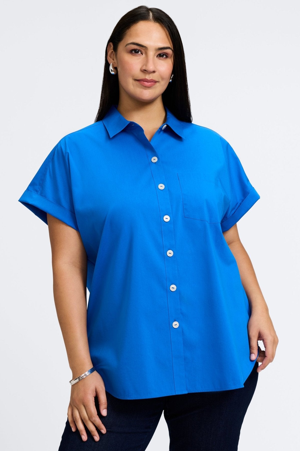 Abigail Plus No Iron Stretch Short Sleeve Shirt