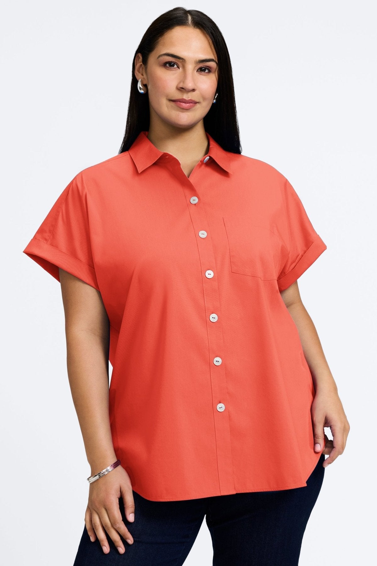Abigail Plus No Iron Stretch Short Sleeve Shirt