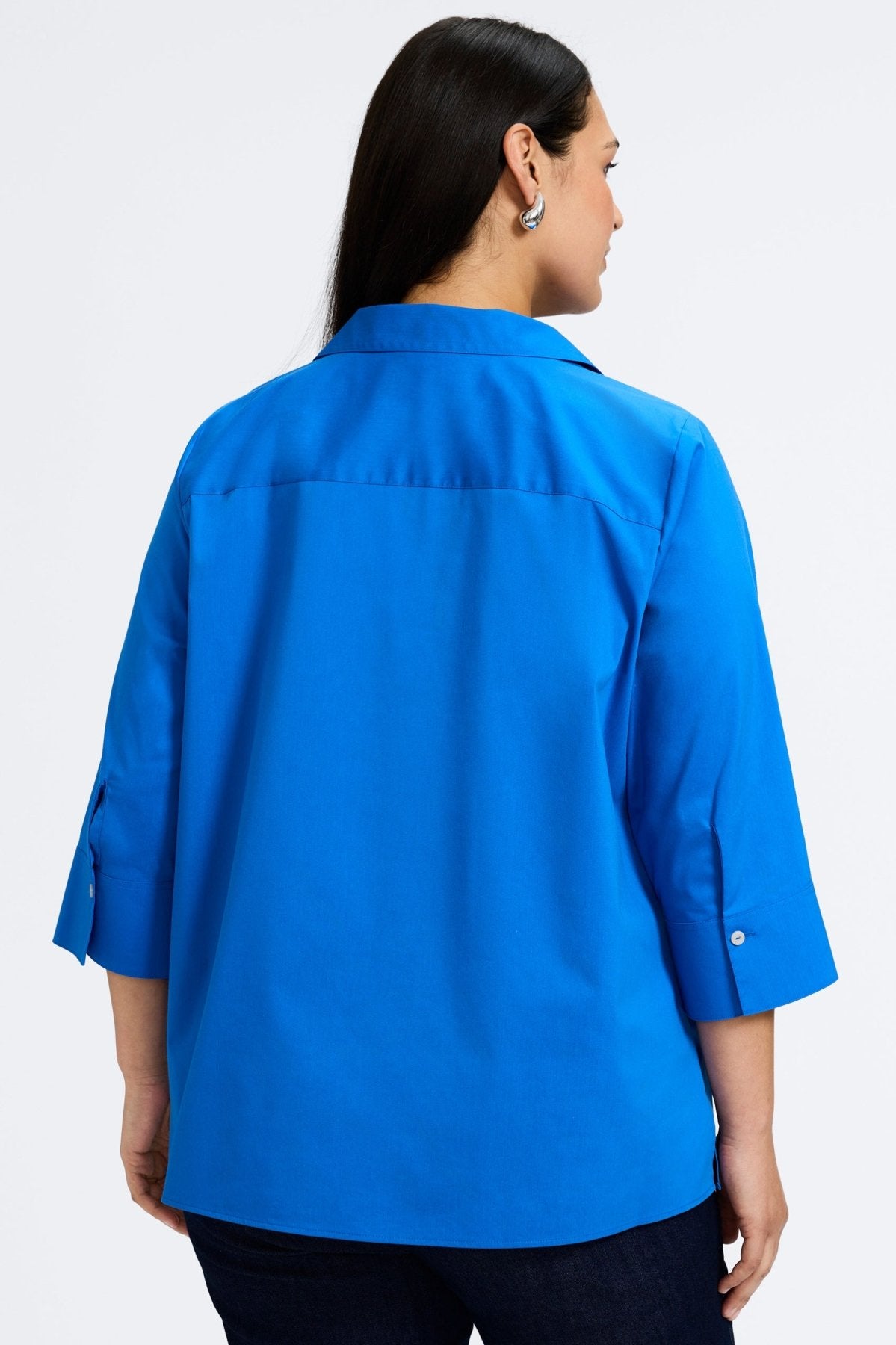 Julia Plus No Iron Stretch Cotton 3/4 Sleeve Popover Shirt