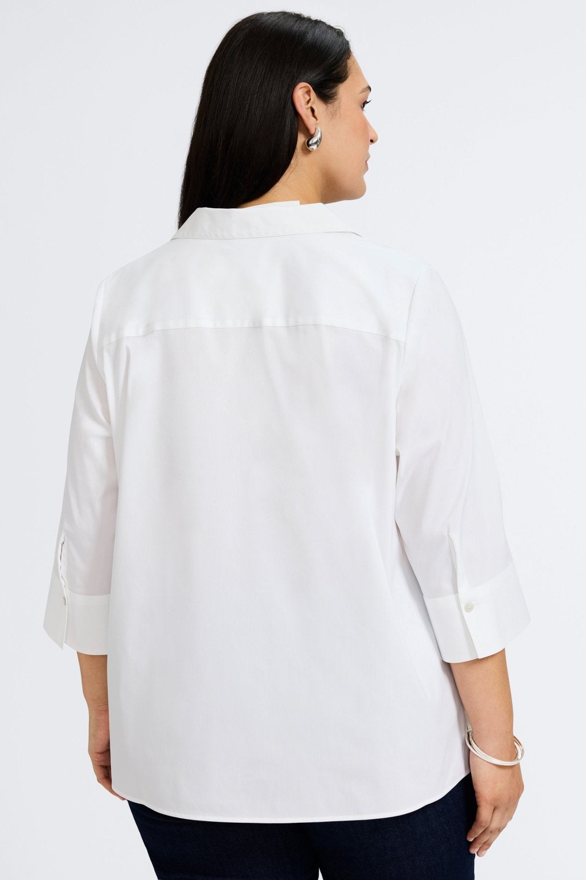 Julia Plus No Iron Stretch Cotton 3/4 Sleeve Popover Shirt