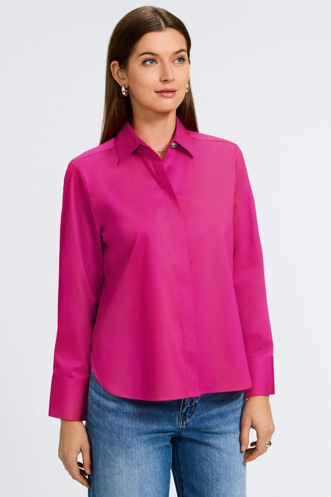 3x long sleeve dress shirts Foxcroft Women's Matte Sateen Button-Up Shirt - Green