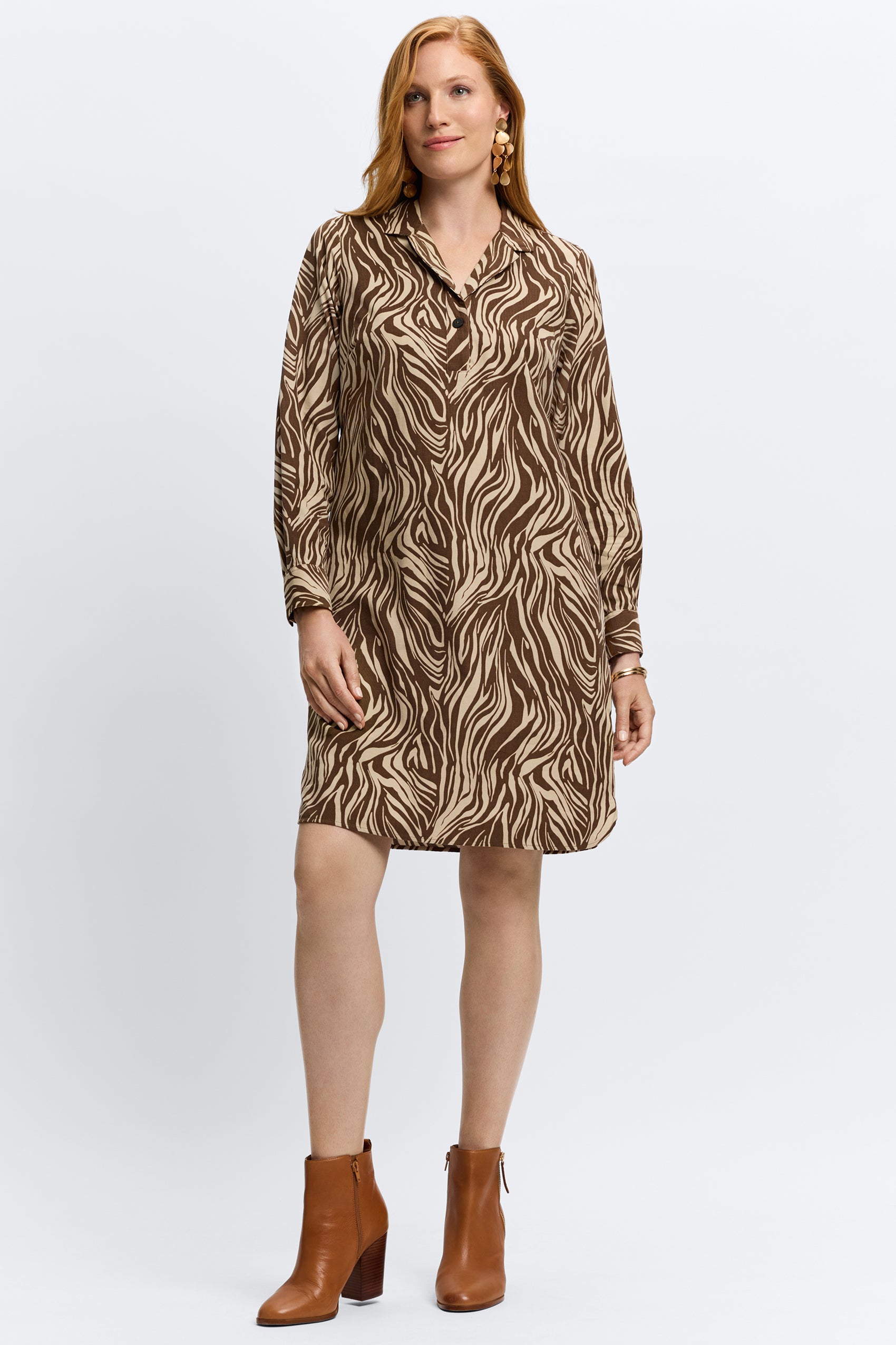 Sloane Abstract Zebra Corduroy Long Sleeve Dress