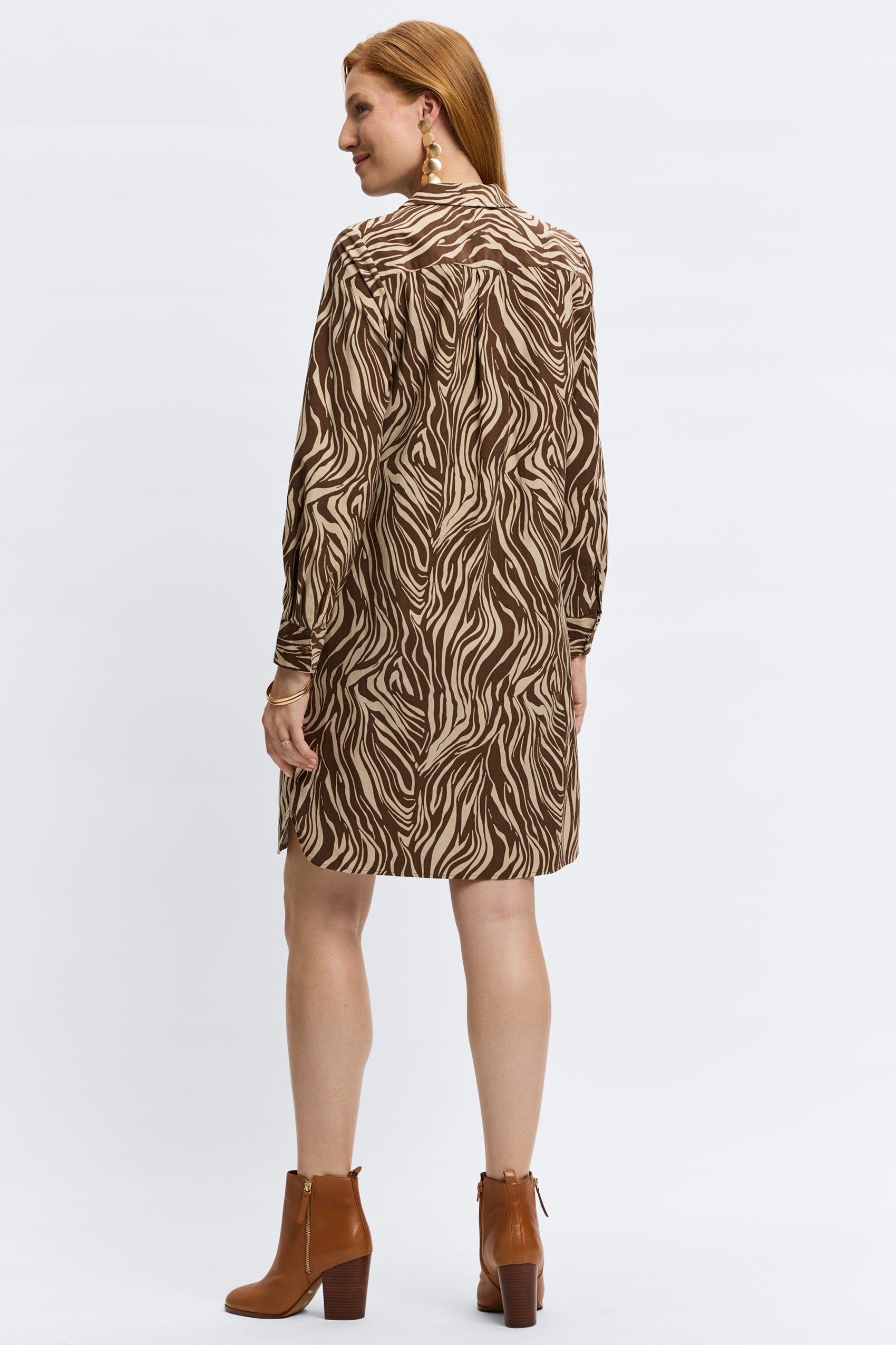 Sloane Abstract Zebra Corduroy Long Sleeve Dress