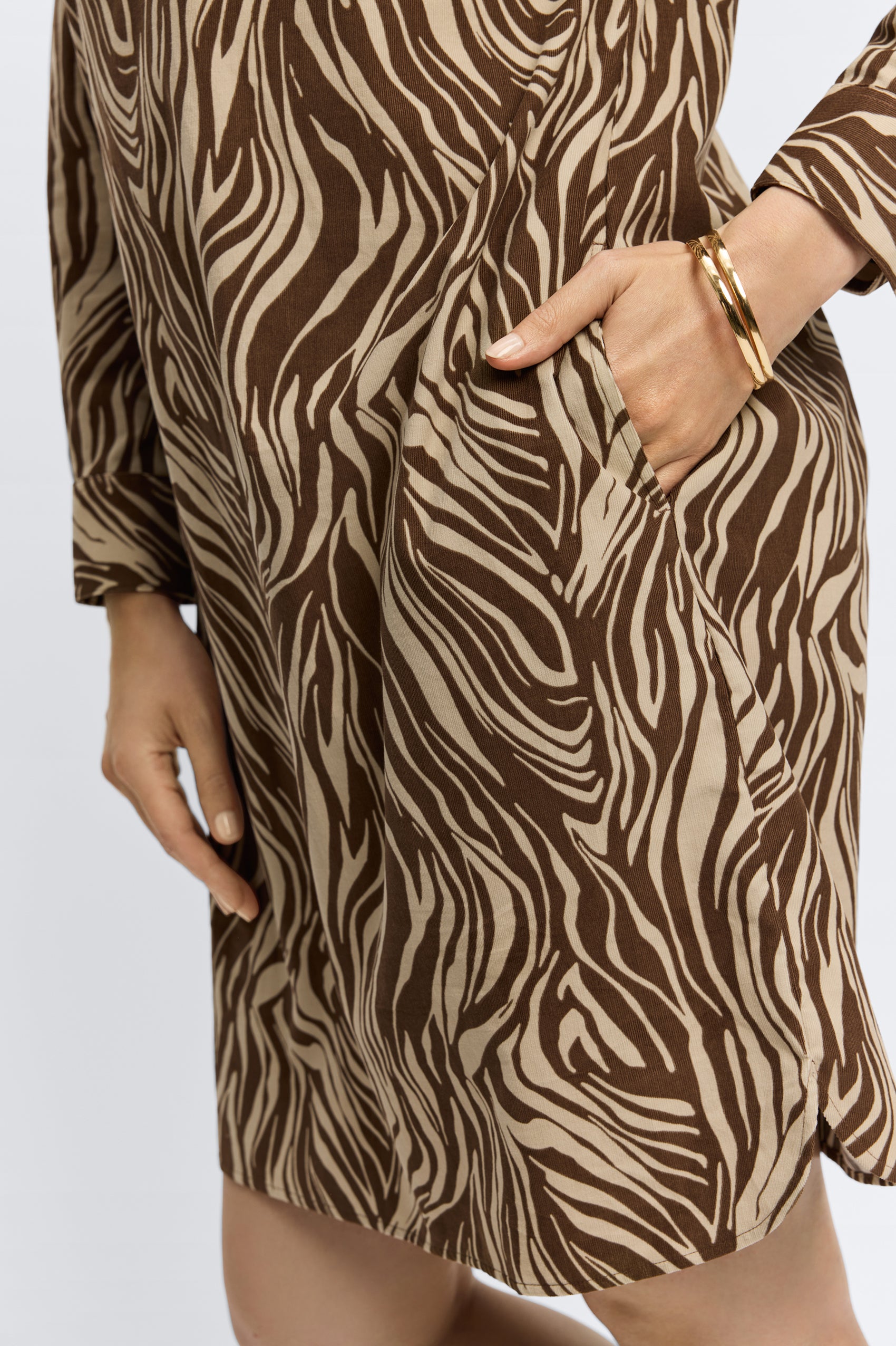 Sloane Abstract Zebra Corduroy Long Sleeve Dress